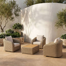 Seacrest - Teak Wood And Wicker Outdoor Patio Coffee Table