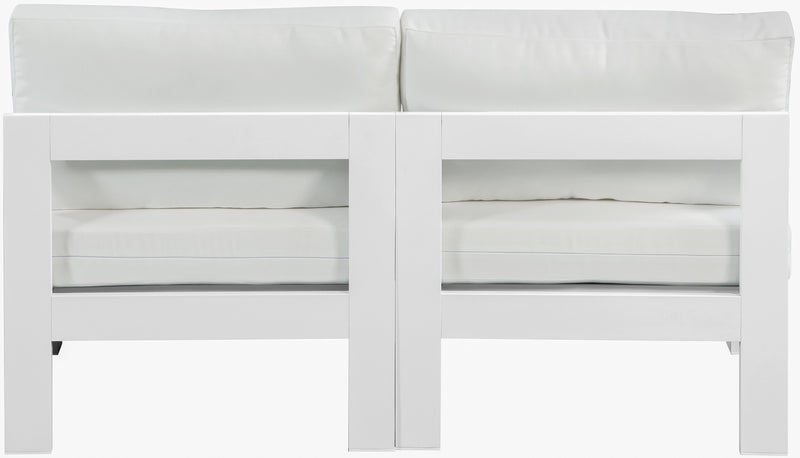 Nizuc - Outdoor Patio 2 Seat Armless Modular Sofa With White Frame