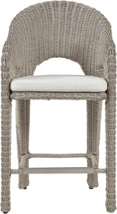 Seacrest - Olefin Water Resistant Fabric And Wicker Outdoor Patio Bar Stool