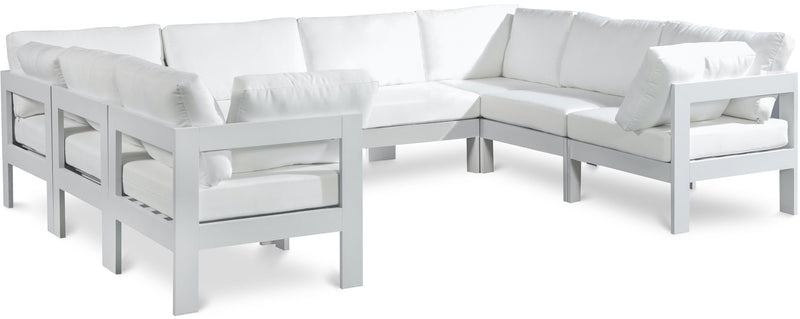 Nizuc - Outdoor Patio 8 Piece Modular Sectional With White Frame