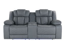 U7069 - 3 Piece Living Room Set (Power Reclining Sofa/Power Console Reclining Loveseat With LED +Immersive Sound/Power Recliner) - Gray