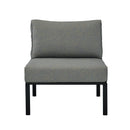 Rajni - Patio Armless Chair - Gray Fabric & Black