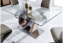 D4126 - 5 Piece Dining Room Set (Dining Table And 4 Dining Chairs) - Dark Brown / Oak / Silver