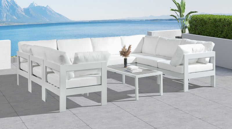 Nizuc - Outdoor Patio 8 Piece Modular Sectional With White Frame