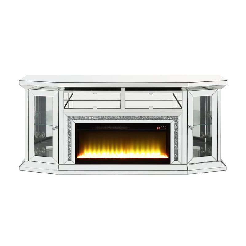 Noralie - 32" TV Stand With Fireplace & LED - Mirrored & Faux Diamonds