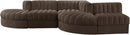 Rummi - Rounded Velvet Performance Fabric Upholstered 5 Piece Modular Sectional