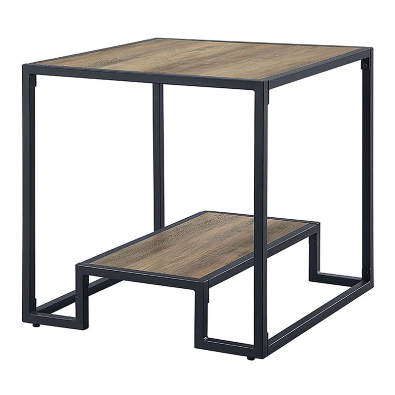 Idella - End Table - Rustic Oak & Black