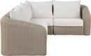 Seacrest - 123.25" Olefin Water Resistant Fabric And Wicker 4 Piece Outdoor Patio Modular Sectional