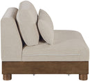 Turin - Chenille Fabric Upholstered Modular Armless Chair - Taupe / Brown Walnut