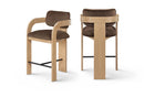 Cedra - Velvet Performance Fabric Upholstered Counter Stool - Natural Frame