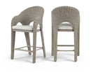 Seacrest - Olefin Water Resistant Fabric And Wicker Outdoor Patio Bar Stool