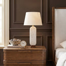Solis - Genuine Marble And Mango Wood Base With Linen Textured Fabric Shade Table Lamp