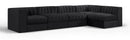 Rummi - Velvet Performance Fabric Upholstered 5 Piece Modular Sectional, L-Shaped (Right)