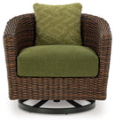 Horizon Hall - Swivel Lounge With Cushion - Brown / Green