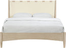 Santos - Vegan Leather Headboard And Wood Bed - Waxed Natural Frame