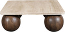 Strata - Travertine And Mango Wood Coffee Table - Brown / Beige