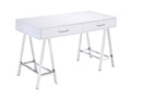 Coleen - Writing Desk With USB - White High Gloss & Chrome