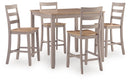 Harperfeld - Dining Room Counter Table Set (Set of 5) - Natural / Gray