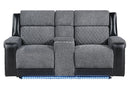 U5914 - 3 Piece Living Room Set (Reclining Sofa / Console Reclining Loveseat / Recliner) - Gray / Black