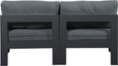 Nizuc - Outdoor Patio 2 Seat Armless Modular Sofa With Gray Frame