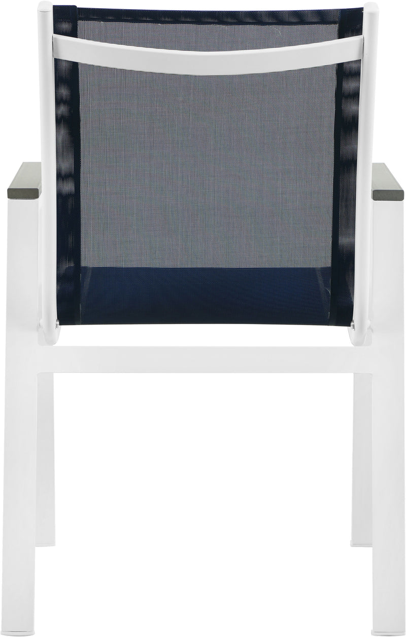 Nizuc - Outdoor Patio Dining Arm Chair With White Frame And Gray Arms (Set of 2)