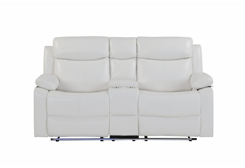 U6026 - Console Reclining Loveseat With LED And Speaker - White