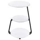 Hilly - 3-Tier Round Accent Side Table - White And Black