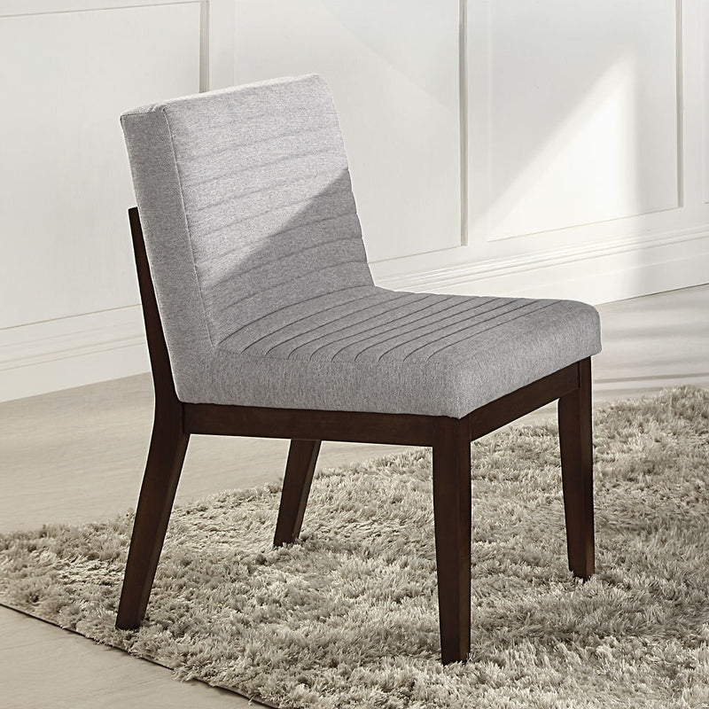 Edwyn - Side Chair (Set of 2) - Gray Fabric & Brown Finish