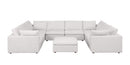 1100 - 9-Piece U-Shaped Sectional In Italian Fabric - Pearl