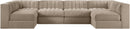 Rummi - Armless Velvet Performance Fabric Upholstered 6 Piece Modular Sectional