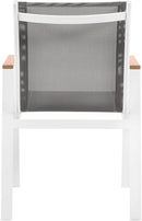 Nizuc - Outdoor Patio Dining Arm Chair With White Frame And Natural Arms (Set of 2)