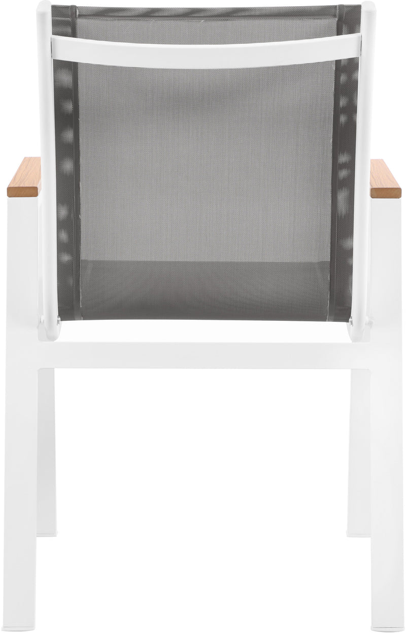 Nizuc - Outdoor Patio Dining Arm Chair With White Frame And Natural Arms (Set of 2)