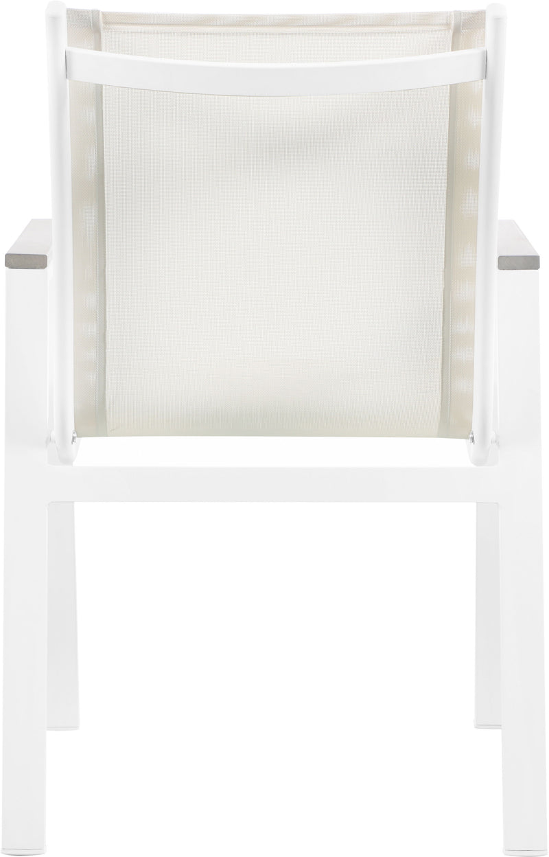 Nizuc - Outdoor Patio Dining Arm Chair With White Frame And Gray Arms (Set of 2)