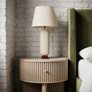 Solis - Genuine Marble And Mango Wood Base With Linen Textured Fabric Shade Table Lamp