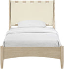 Santos - Vegan Leather Headboard And Wood Bed - Waxed Natural Frame