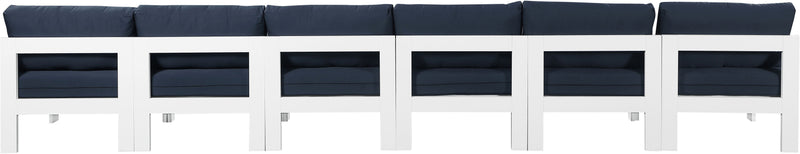 Nizuc - Outdoor Patio 6 Seat Armless Modular Sofa With White Frame