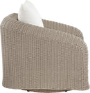 Seacrest - Olefin Water Resistant Fabric And Wicker Outdoor Patio Swivel Chair