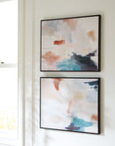 Caldish - Wall Art Set (Set of 2) - Blue / White / Pink