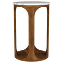 Berkeley - Round Marble Top Side Table - White And Brown