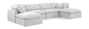 Indulge - Linen 6 Piece Modular Double Chaise Sectional - White