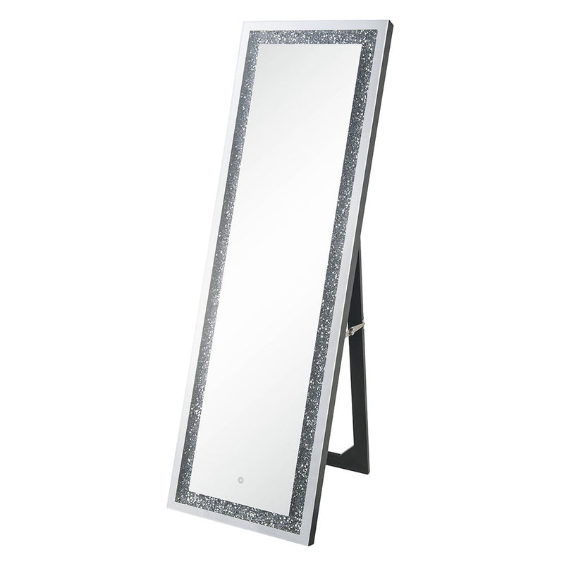 Noralie - 60" Floor Mirror With LED - Mirrored & Faux Diamonds