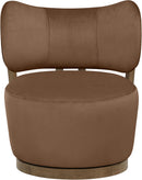 Elara - Velvet Upholstered Swivel Accent Chair - Stained Brown