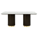 Clayten - Dining Table With Marble Top - White Natural Marble Top & Espresso