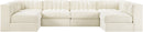 Rummi - Armless Velvet Performance Fabric Upholstered 6 Piece Modular Sectional