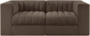 Rummi - Velvet Performance Fabric Upholstered 2 Piece Modular Loveseat