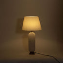 Solis - Genuine Marble And Mango Wood Base With Linen Textured Fabric Shade Table Lamp