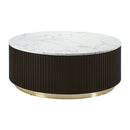 Clayten - Coffee Table - White Natural Marble Top & Espresso