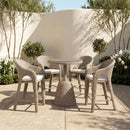 Seacrest - Olefin Water Resistant Fabric And Wicker Outdoor Patio Bar Stool