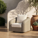 Seacrest - Olefin Water Resistant Fabric And Wicker Outdoor Patio Swivel Chair