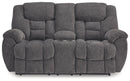 Foreside - Dbl Reclining Loveseat with Console - Charcoal
